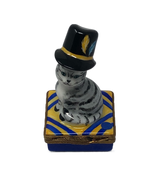 Whiskers & Finesse - Hand-Painted Cat in Tophat Limoges Box