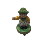 Elegant Lady in Green - Hand-Painted Limoges Box