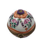 Floral Harmony - Spherical Limoges Box with Painted Flowers