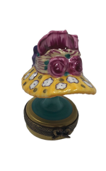 Floral Elegance - Hat on Pedestal Limoges Box