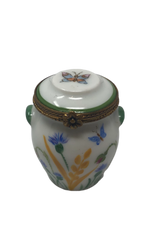 Floral Whimsy - Hand-Painted Limoges Pot with Butterfly Accents