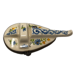 Melodic Blooms - Limoges Box: White Lute with Blue Floral Accents