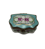 Floral Bliss - Limoges Box: Hand-Painted Blue Flower Organic Box