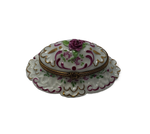 Elegant Blooms - Limoges Box: White Floral Centerpiece with Gold and Purple Accents
