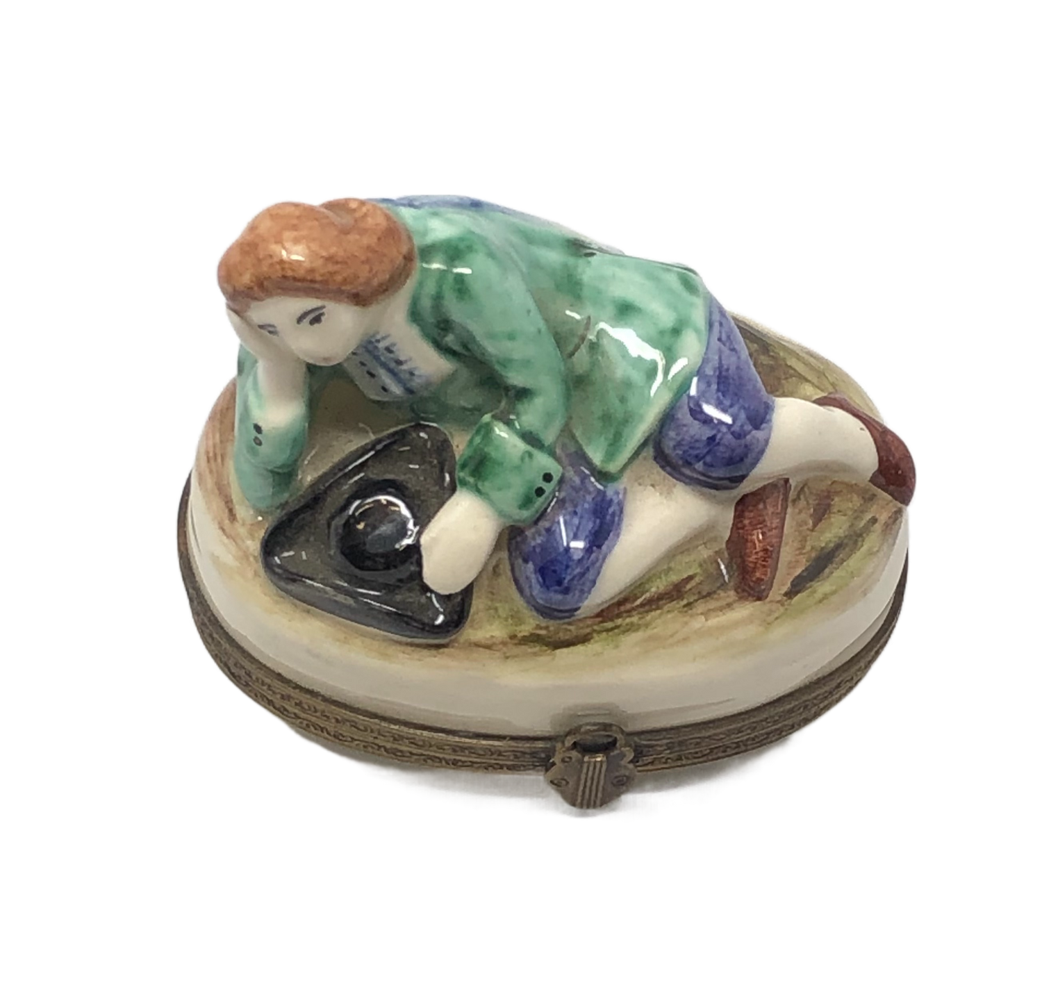 The Relaxed Gentleman - Limoges Box: Laid-back Elegance in Blue and Green