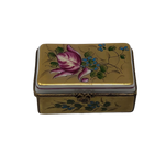 Floral Elegance - Limoges Box: Golden Treasure Adorned with Blue and Pink Flowers
