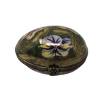 Enchanting Meadow: Green Egg Limoges Box with Floral Delight