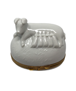 Nurturing Love: Hand-Painted Mother Pig and Piglets Limoges Box