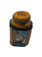 Seafarer's Delight: Hand-Painted Ship Scene Limoges Pot