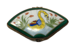 Swan Serenade: Artistic Fan-Shaped Limoges Box