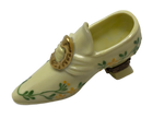 Soleful Elegance: Yellow Woman's Shoe Limoges Box with Floral Accents
