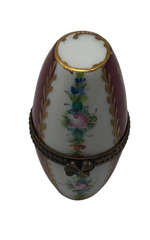 Blooming Elegance: Red and White Floral Egg Limoges Box