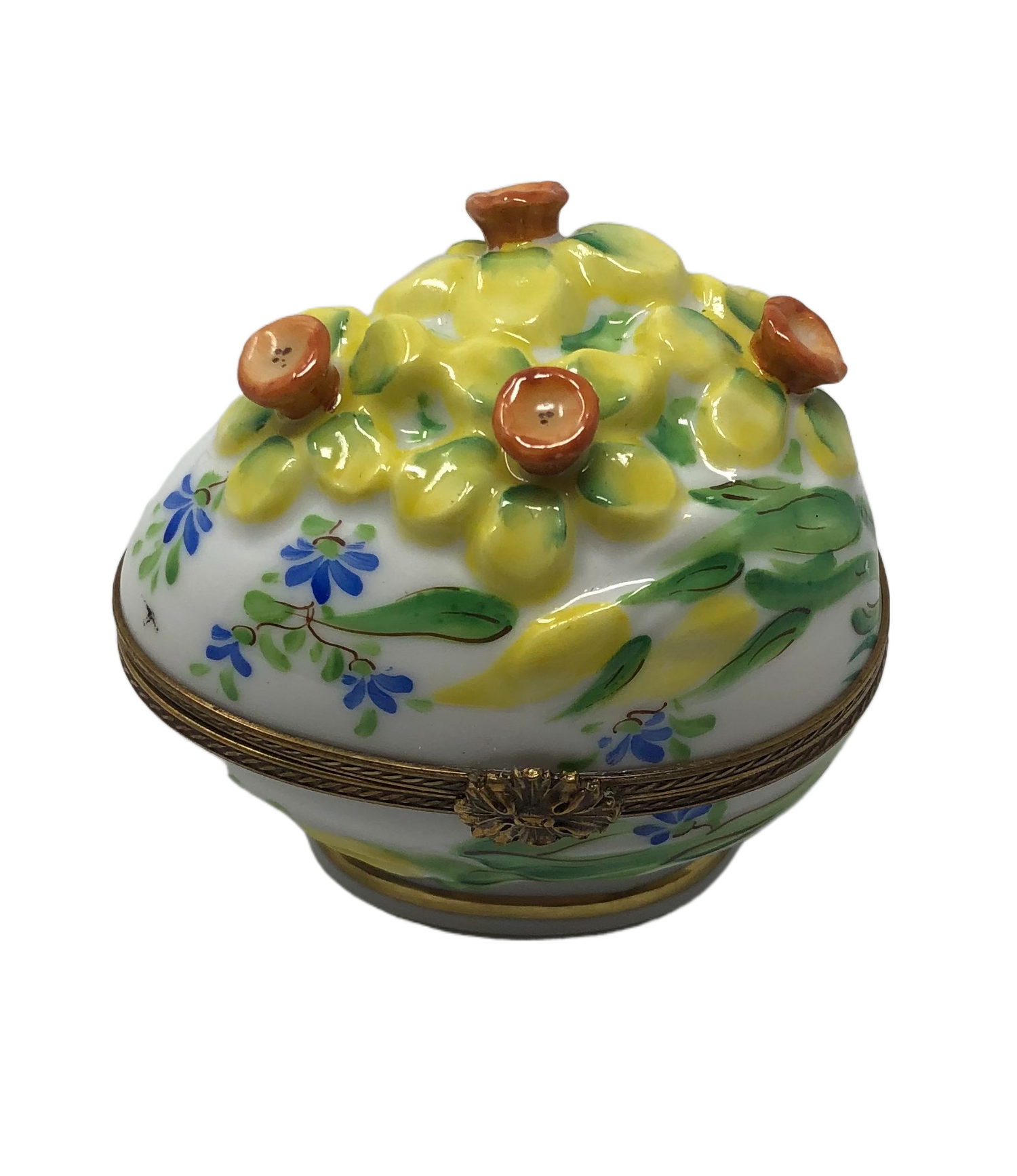 Blooming Delights: Yellow Flower Cornucopia Limoges Box