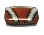 Harmonious Contrasts: Abstract Orange, Black, Gold & White Limoges Box