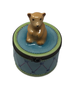 Rhythmic Melodies: Bear on Blue & Green Snare Drum Limoges Box