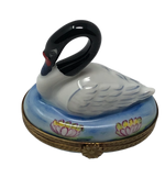 Elegance in Motion: Black and White Swan Limoges Box