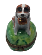 Whiskey Hound: Limoges Box with Dog and Barrel