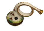 Hand-Painted Limoges Box - White French Horn with Garden Scene