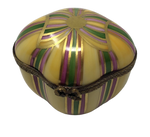 Colorful Elegance: Purple, Green, and Yellow Bowtie Limoges Box