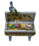 Serene Harmony: Blue Bird and Yellow Park Bench Limoges Box