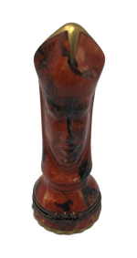 Checkmate Elegance: Red and Black Silhouette Limoges Box