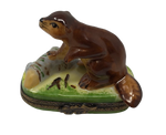 Woodland Wonders: Beaver on Log Limoges Box