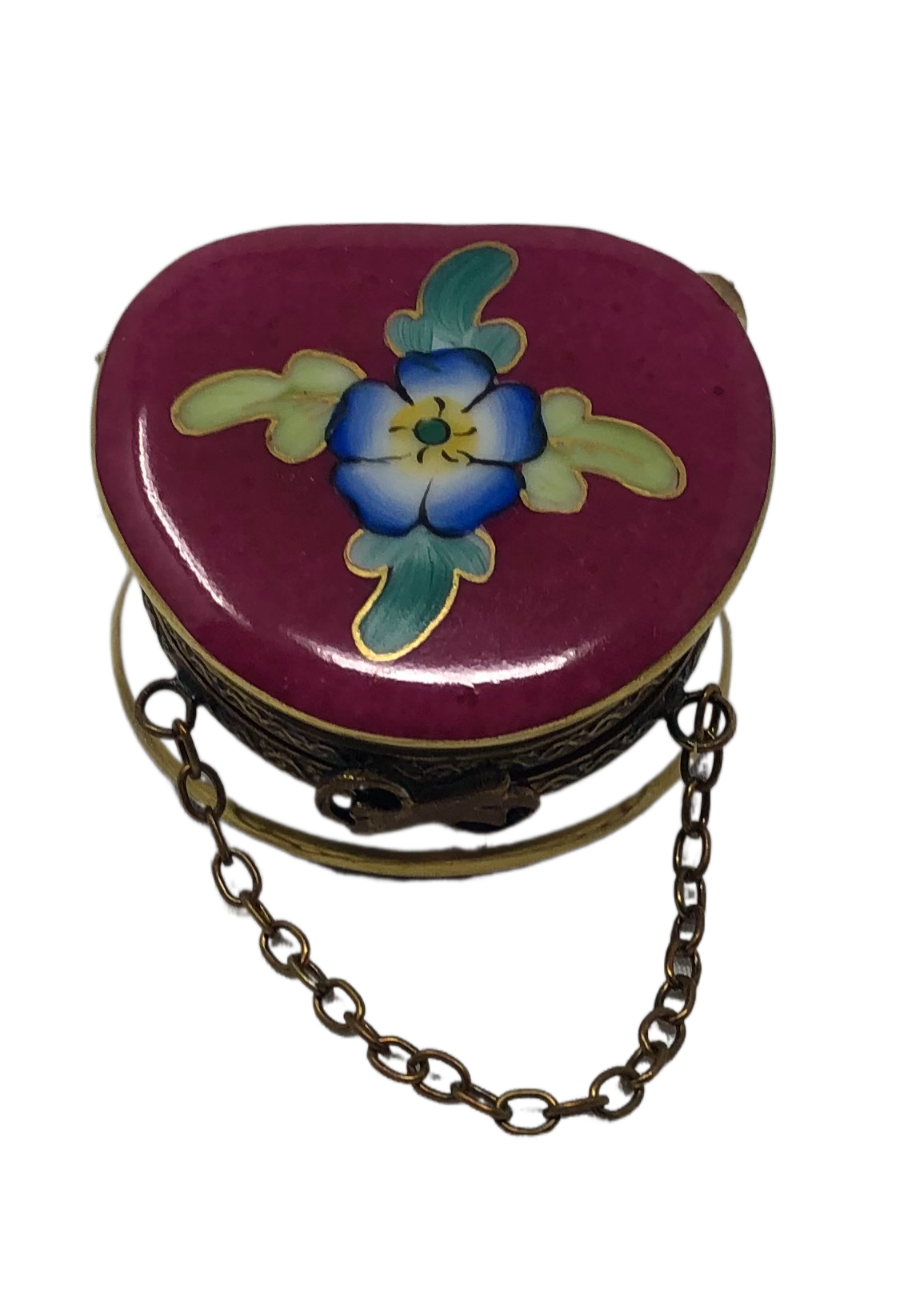 Elegant Escapade: Maroon Purse Limoges Box