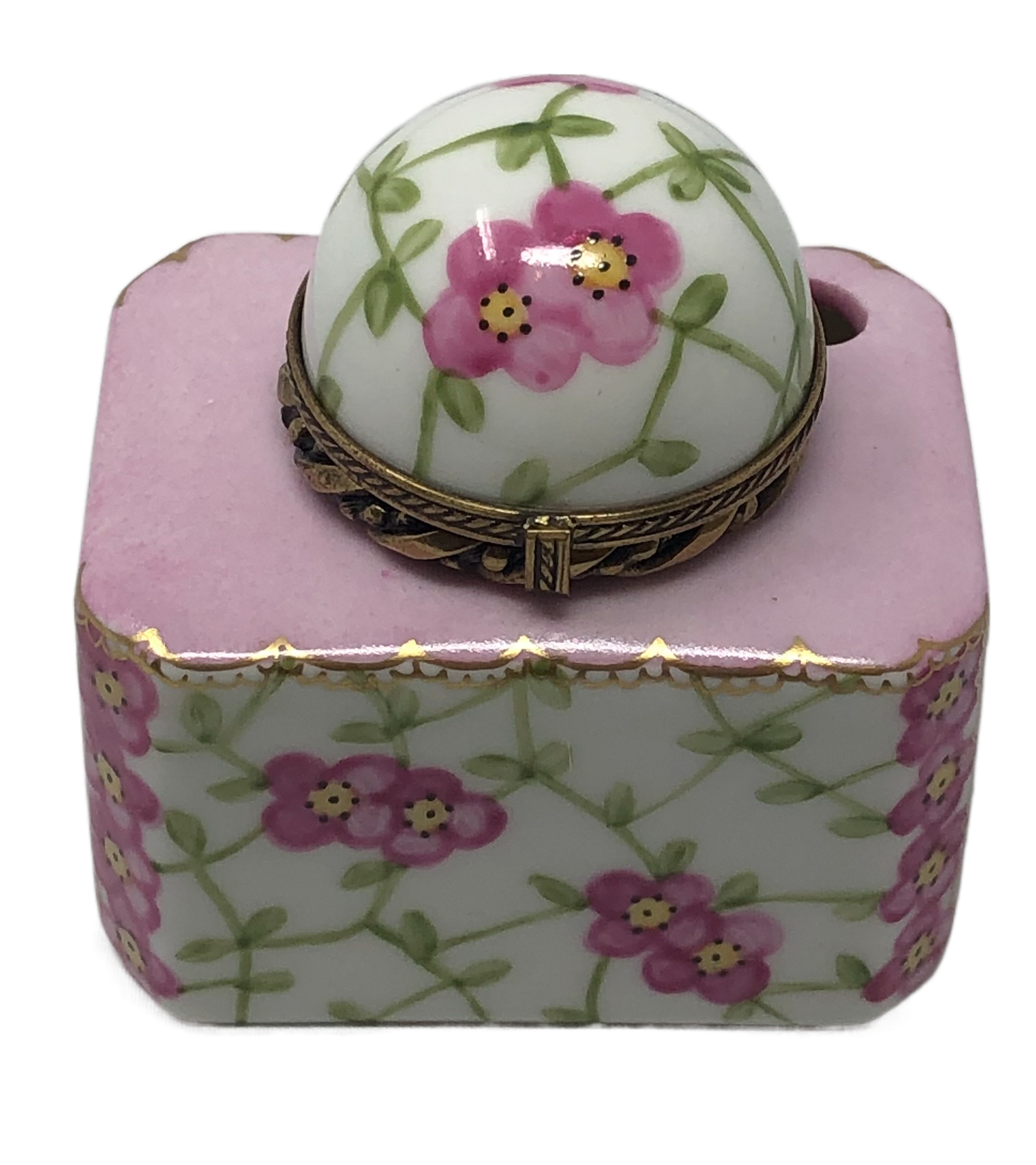 Blooming Elegance: Pink and White Floral Perfume Limoges Box