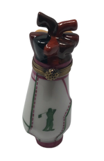 Swing in Style: Limoges Box Golf Club Set in White Bag