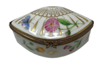Elegance Unfolds: White and Gold Fan Limoges Box