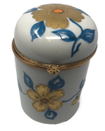 Floral Elegance: Tall Cylindrical Limoges Box