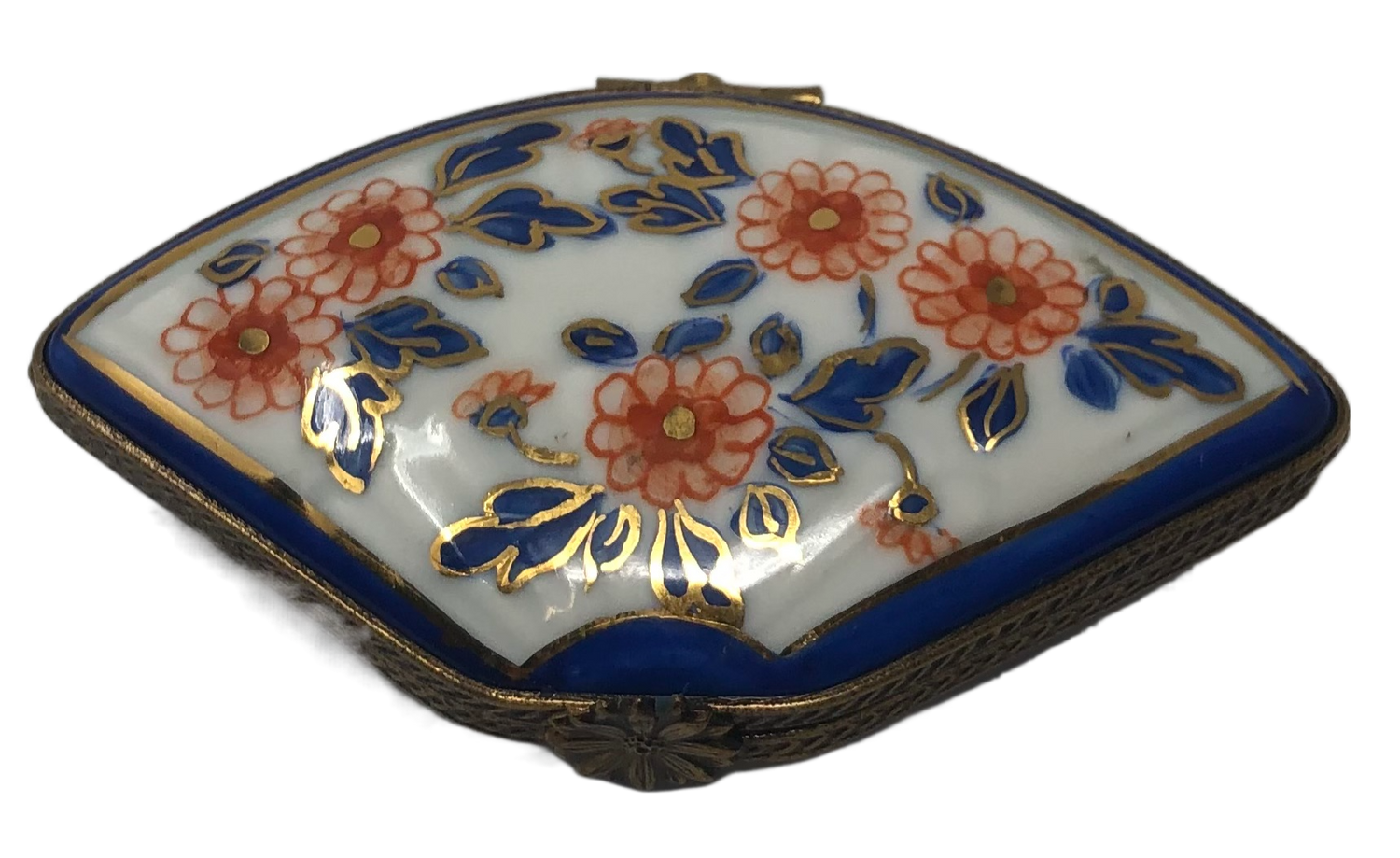 Elegant Whispers: Japanese Imari Fan Limoges Box