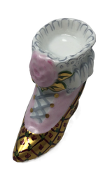 Golden Elegance: Women's Shoe Limoges Box with Pink Laces