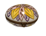 Enchanting Burst of Leaves: Hand-Painted Egg Shaped Limoges Box