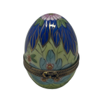 Enchanting Plumage: Blue and Teal Feather Egg Limoges Box