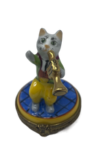 Swingin' Cat Serenade: Limoges Box with Musical Feline