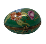 Enchanted Garden: Vibrant Green Floral Egg Limoges Box