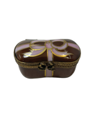 Regal Elegance: Limoges Box - Maroon Box with Pink and Gold Bow