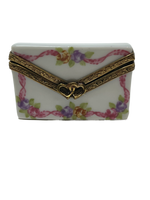 Blooming Love: Limoges Box - White and Pink Floral Box with Bronze Heart Latch