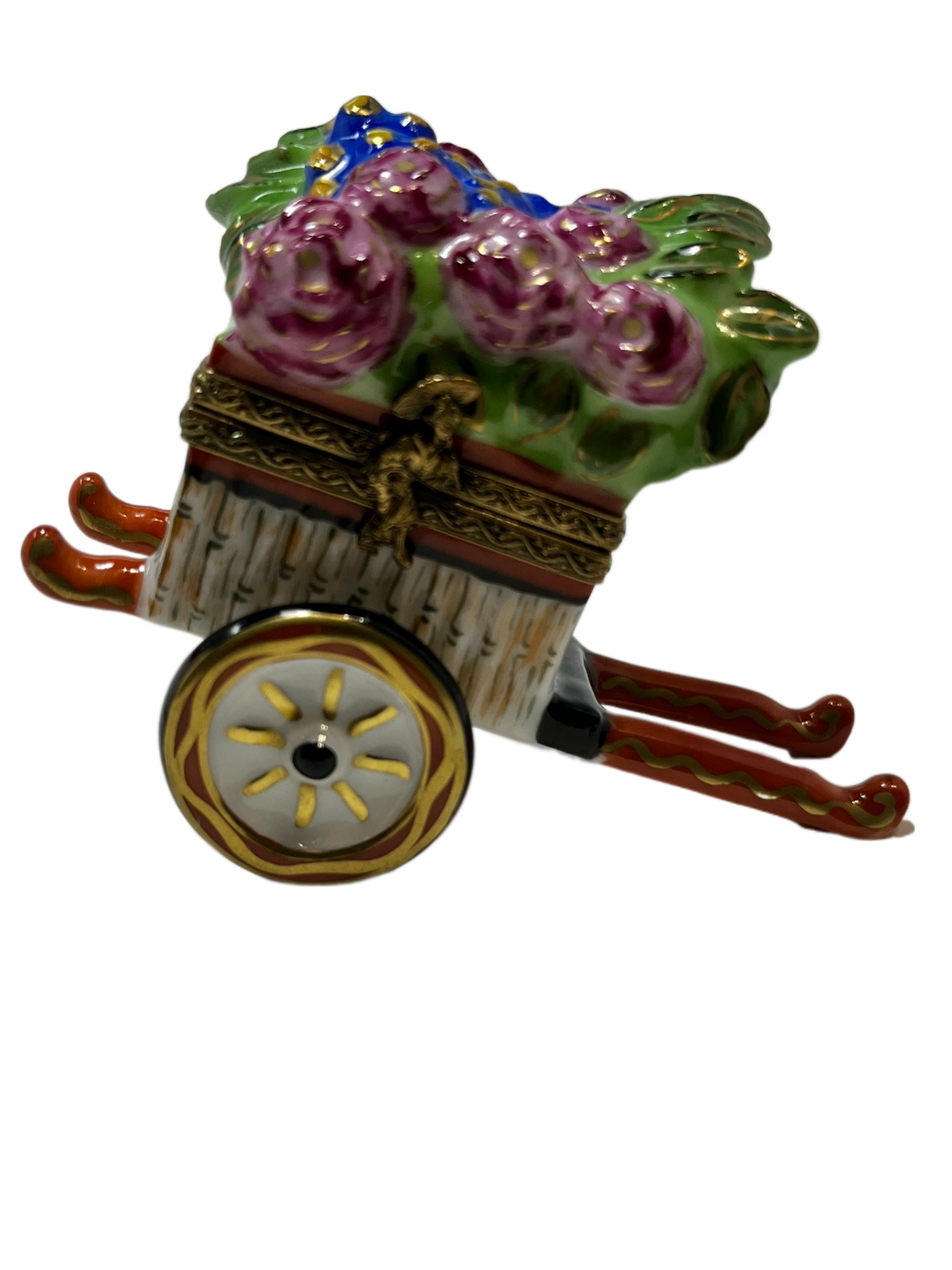 Floral Delights: Limoges Box - Wheelbarrow Full of Flowers