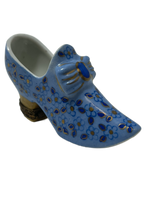 Blue Elegance: Limoges Box - Light Blue Women's Shoe with Royal Blue and Gold Details