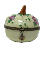 Nature's Delight: Limoges Box - Floral Gourd with Playful Fly