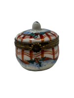 Serene Harmony: Limoges Box - Blue and Red Flower Pot