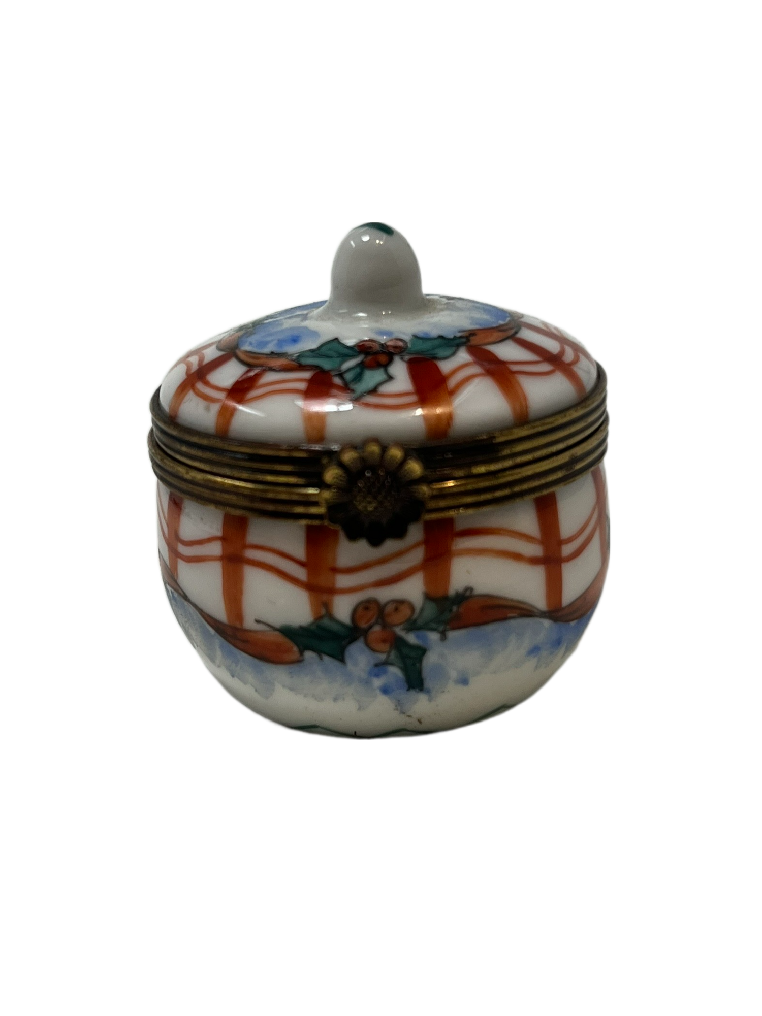 Serene Harmony: Limoges Box - Blue and Red Flower Pot