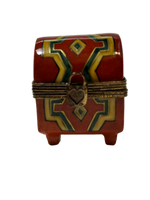 Radiant Treasures: Limoges Box - Red and Yellow Diamond Chest