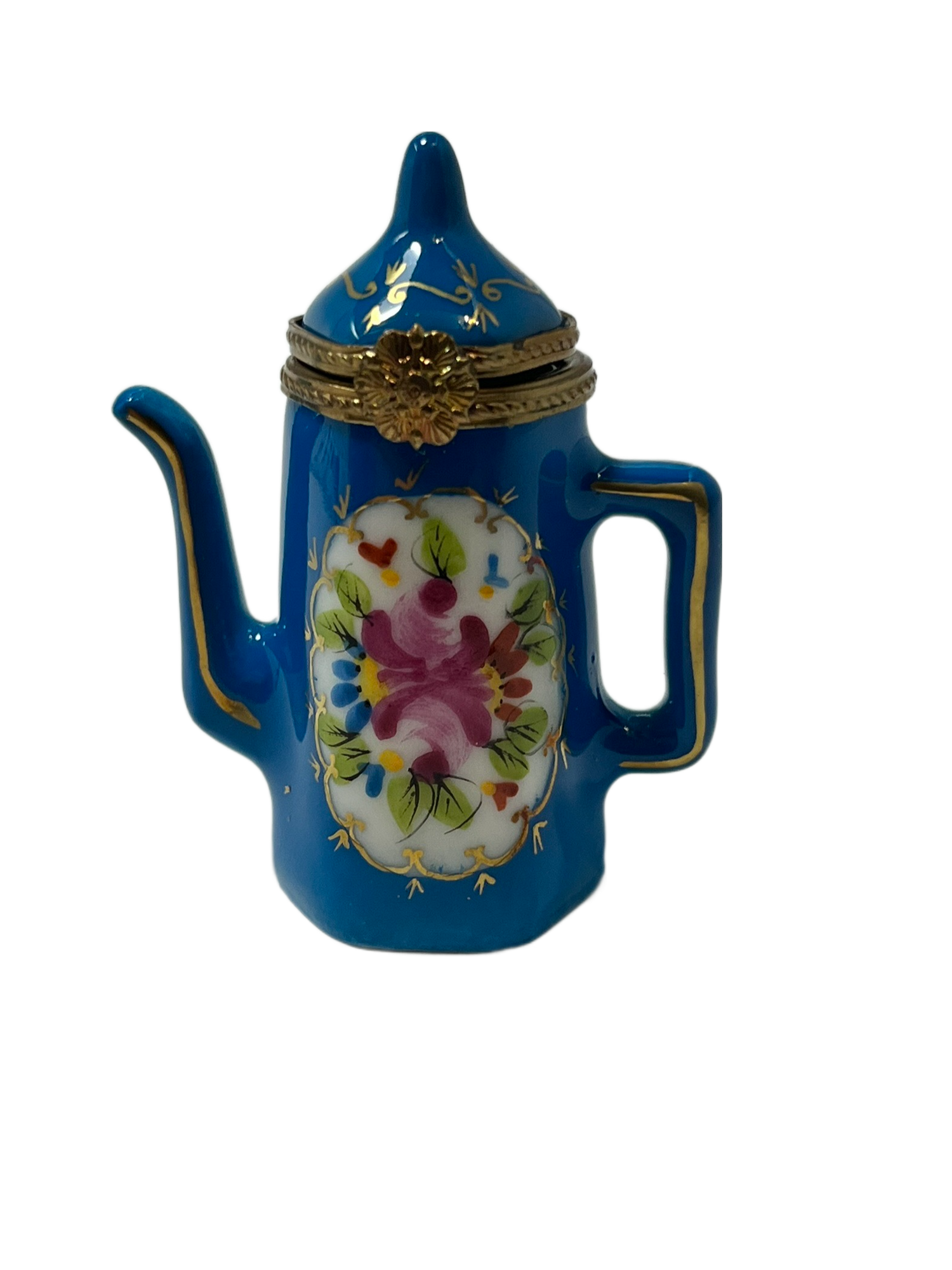 Sevres Splendor: Limoges Box - Blue Kettle Pot