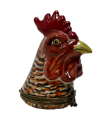 Cock-a-Doodle-Doo: Limoges Box - Rooster Head Sculpture