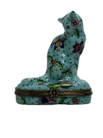 Whiskers & Blooms: Limoges Box - Adorable Baby Blue Polka Dot Cat