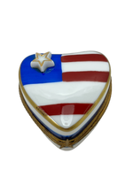 Proudly United: American Flag Heart Limoges Box