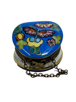 Wings of Elegance: Royal Blue Butterfly Purse Limoges Box
